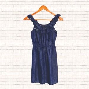 Denim dress • kohl’s lily rose ruffle sleeve chambray dress Jrs XS EUC OBO
